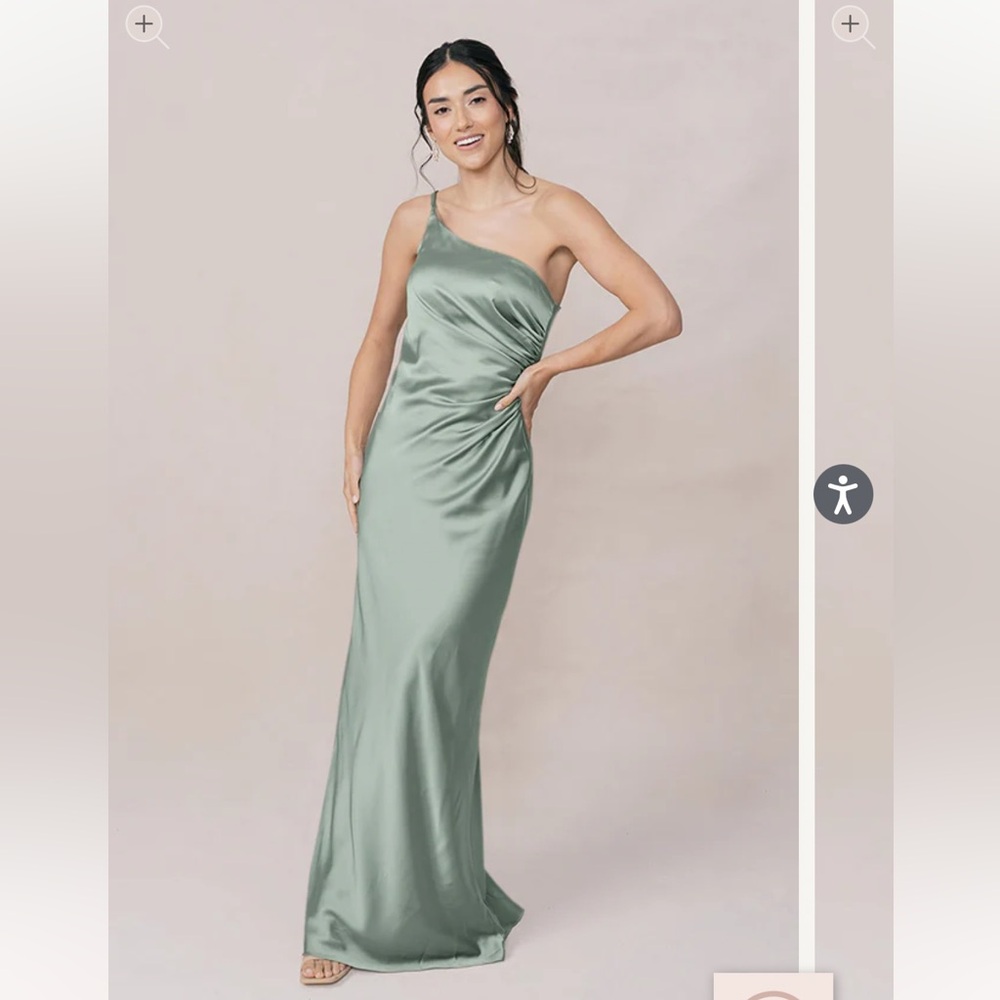 Revelry Jade Satin Dress - Sage
